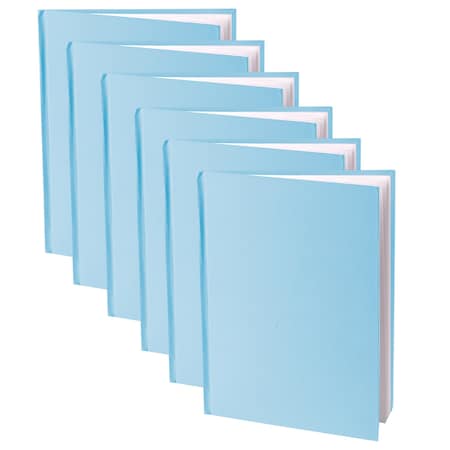 Young Authors Blue Hardcover Blank Book, White Pages, 11in.H x 8-1/2in.W Portrait, 14 Sheets/28 Pages, 6PK 10716